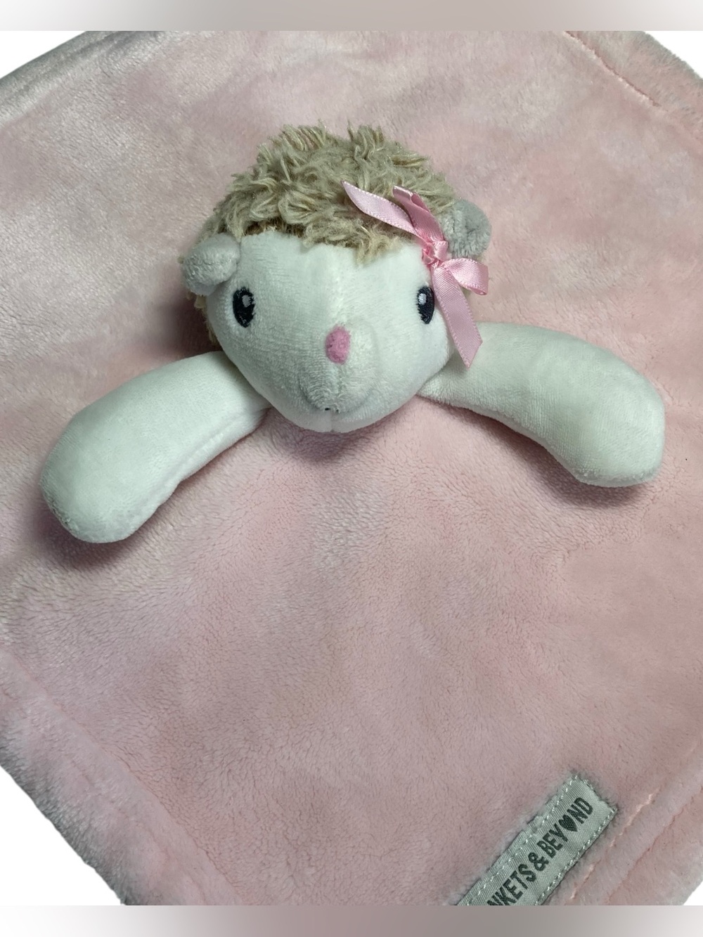 Blankets & Beyond Hedgehog Lovey 11” Plush Security Blanket Pink White